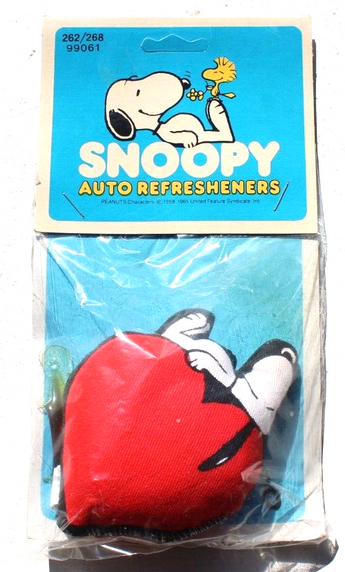 Sealed 1965 Vintage Peanut Snoopy Laying On Heart Woodstock Auto Refreshener NOS