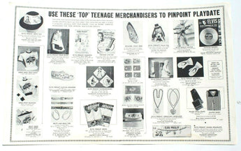 Vtg 1956 Elvis Presley Enterprise Merchandising Swag Guide Collectors Poster