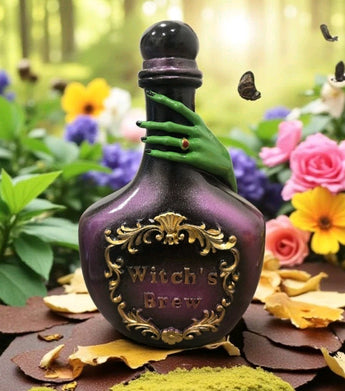 New Purple / Black Resin Witch Hand Venom Potion Bottle Halloween Room Decor