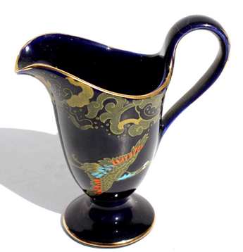 Vintage 1920s HH&G Ltd England Hand Painted Blue GOLDEN MOON Creamer