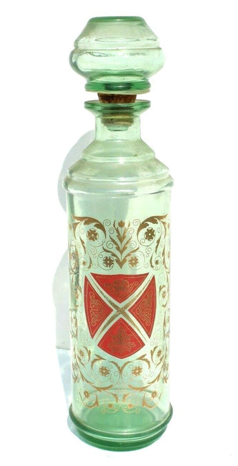 Vtg Glass Decal Whiskey Decanter Bottle W/ Cork Stopper "Federal Law Prohibits"