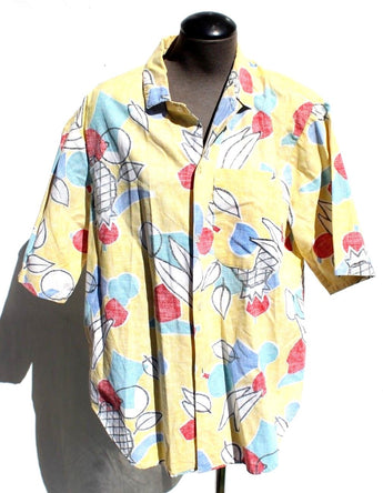 Vtg Mens 1990s Retro Mod Bordeaux Pacific Short Sleeve Collar Shirt Large