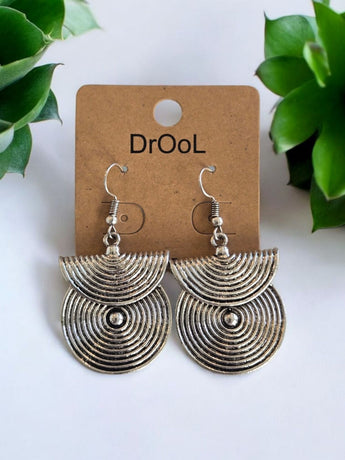 New Silver Abstract Pop Art Swirl Round Pierced Dangling Earrings