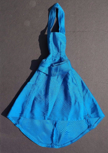 Vtg 1970 Blue Silk Halter Neck Cocktail Prom Dress Doll Play Clothes / Clothing