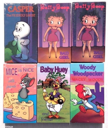 Sealed Lot Of 6 Unicorn Video VHS Videos (Woody Wood Pecker, Betty Bop & More)