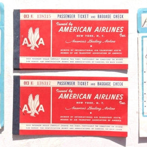 Vtg 1958 TWA American Airlines Passenger Ticket And Baggage Check Ticket