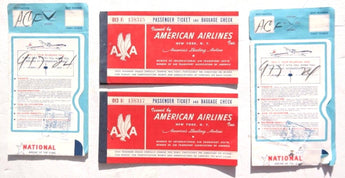 Vtg 1958 TWA American Airlines Passenger Ticket And Baggage Check Ticket