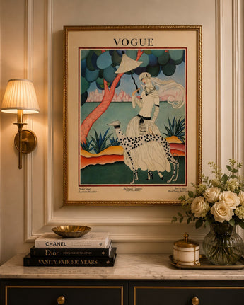 New Vogue Magazine Cover framed Art Decor Fashion Print Woman & Greyhound Art