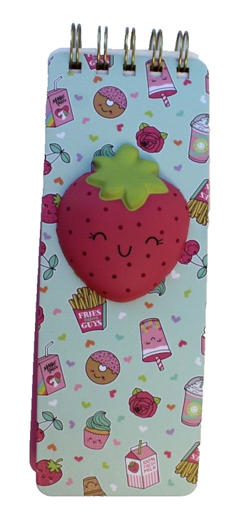 New Long Lined Ocs Designs Spiral Notebook W/ Squishy Srawberry Gift Birthday