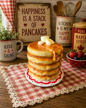 New Pancakes Stacked W/ Syrup Butter Breakfast Figurine Resin Home Room Decor
