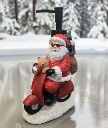 New Christmas Funny Santa Claus Riding Vespa Scooter Soap Dispenser Decoration