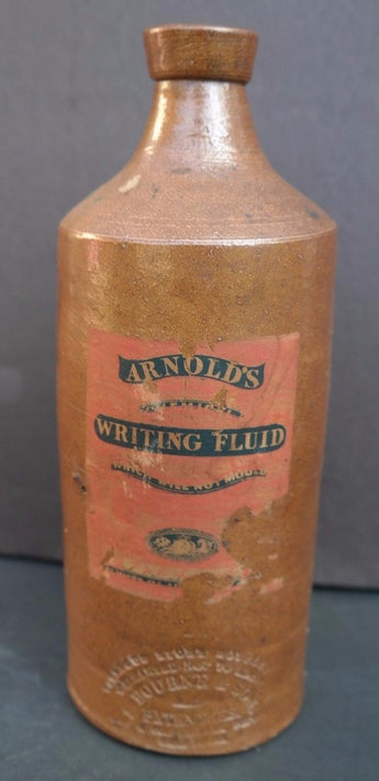 Antique 1800s Arnold's Writing Fluid Gal (Bourne & Son) Ceramic Stoneware Bottle