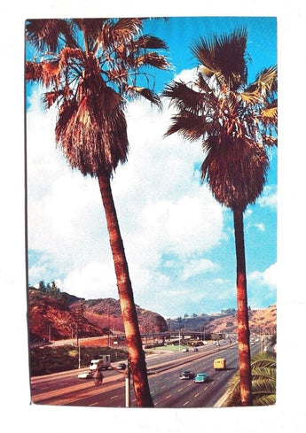Vintage 1960's HOLLYWOOD FREEWAY 101 Cahuenga Pass Photo Postcard