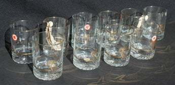 10 Pc1986 Canadian Olympics Commemorative 22K Gold Trimmed Whiskey TUMBLER Glass