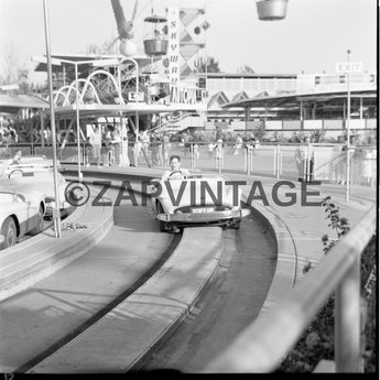 Vintage May 2, 1964 Disneyland Autopia Race Car Ride Kid In Car #1966