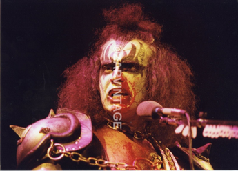 Vtg 1970s Gene Simmons Concert Tour Preforming Full Kiss Band Music Photo #2997