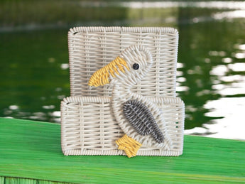 New Plastic Wicker Yellow & White Segal Bird Beach Napkin Towel Holder
