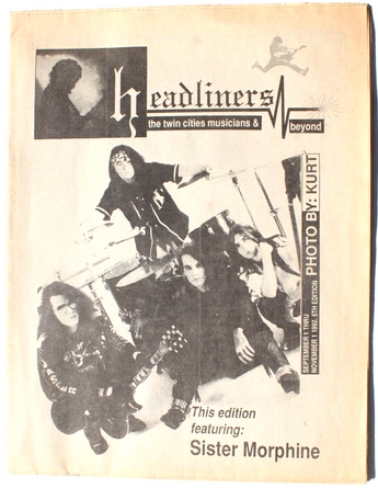 RARE Vtg Sept - Nov 1992 Headliners Heavy Metal Newspaper - Sister Morphine