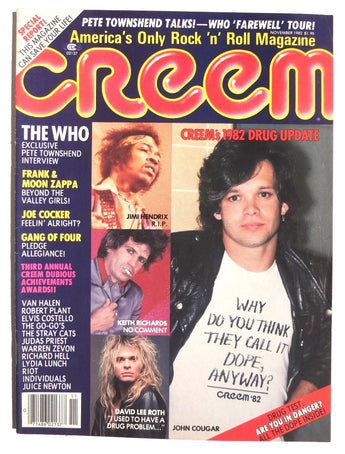 Vintage 1982 CREEM MAGAZINE Music NEWS Drug Update JIMI HENDRIX R.I.P