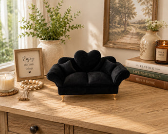 New Black Solid Shabby Chic Doll Sofa Jewelry Box Organizer Couch Jewelry Box