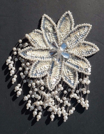 Vtg 1980's Large SEQUIN Dangling BEADED Fashion CRAFT SEWING BIG PATCH