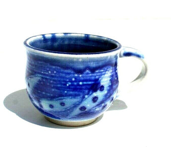 Vtg MCM CALIFORNIA CA Pottery CLAY - Blue Glazed Art Contemporary Coffee Mug Cup