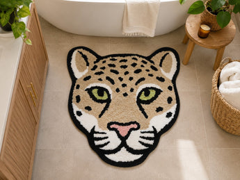 New Animal Cheetah Head Micorfiber Bathroom Bath Rug 26 in X 26 in Rubber Bottom