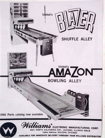 Vtg 1966 Blazer Amazon Bowling Alley Coin Operated Machine Ad / Advertisement