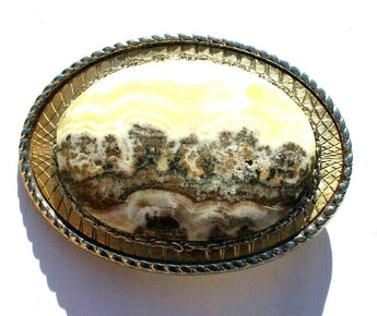 Vtg Hand Made South Western Belt Buckle (Agate Stone Geode Gemstone) #66