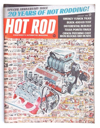 Vtg Hot Rat Rod Car Magazine - January 1968 HOT ROD (20 Years Anniversary Issue)