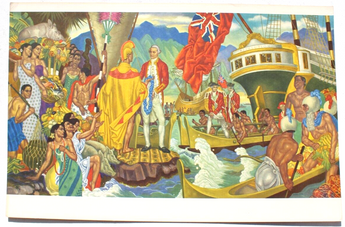 1952 Eugene Savage Matson Lines SS Lurline Hawaiis Never Folded God Appears Menu