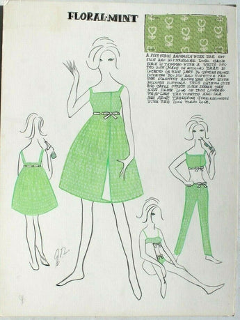 Vtg 1963 Retro MCM Fashion Designer Presentation (Mood) Sketch Board (7 of 40)