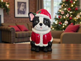 New Holiday Large Boston Terrier Christmas Treats Cookie Jar Kitchen Room Decor
