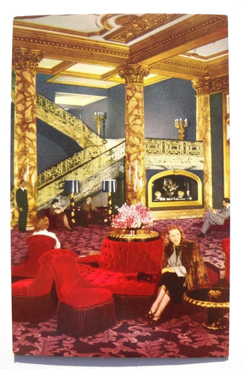 Vintage 1950's THE FAIRMONT HOTEL Lobby Postcard