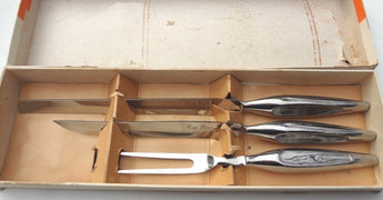 Vintage 3 Piece FINE PEACE Super Stainless Steel Carving Set W/ Box