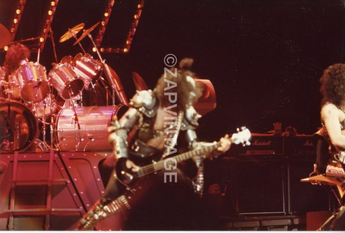 Vintage 1970s Gene Simmons Concert Tour Preforming Kiss Band Music Photo #2988
