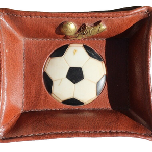 Vintage Retro Brown / Gold Resin Kicking Soccer Ball Sports Trinket Change Dish