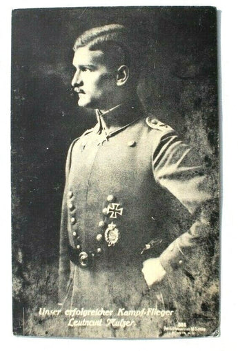 Vtg Orig Unser Erfolgreicher Kampf-Flieger Leutnant Mulzer Avation Postcard #385