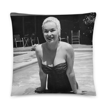 Vintage 1950's Photo Girl In Bathing Suit Pin-Up Basic Pillow 22" X22"