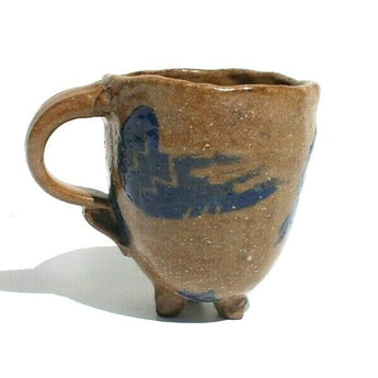 Vtg MCM CALIFORNIA CA Pottery CLAY - Retro Abstract Art Footed Coffee Cup RARE