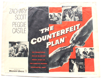 Vtg 1957 The Counterfeit Plan Warner Bros Zachary Scott Peggie Castle Lithograph