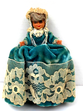 Vintage Victorian Ornate Lace Dress Plastic Moving Eyes Grandma Doll