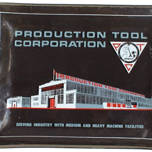Vintage Production Tool Corporation Heavy Machine Glass Tray Ashtray Advertising