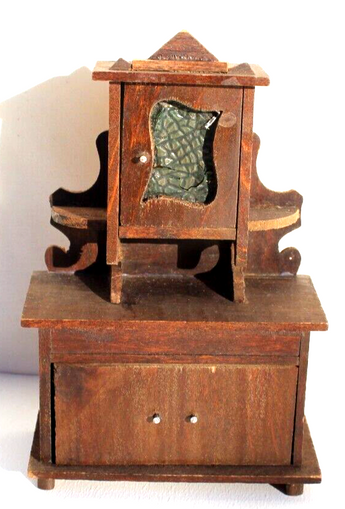 Vintage Antique Miniature Dollhouse Wooden Kitchen Cupboard