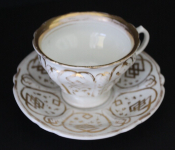 Vintage Royal Porzellan Bavaria KPM Demitasse Tea Cup and Saucer White & Gold