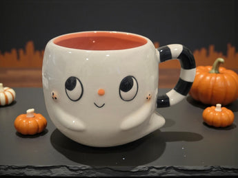 New Black / Orange Happy Spooky Ghost Halloween Coffee Mug Gift