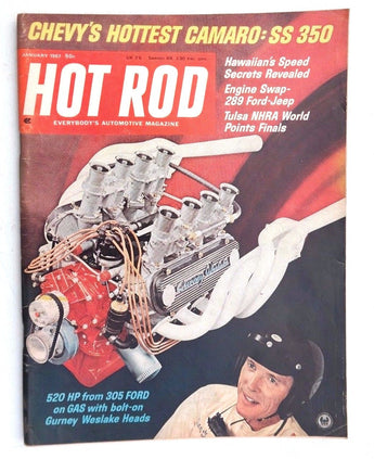 Vtg Hot Rat Rod Car Magazine - January 1967 HOT ROD (Chevy's Hottest Camaro SS)