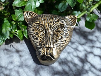 New Metal Jungle Gold Cheetah Tiger Face Head Storage Jewelry Trinket Box Decor