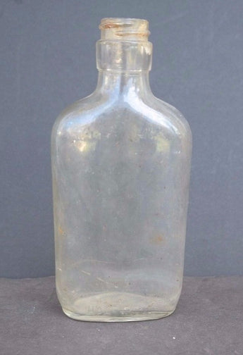 Vintage Clear Flat Skinny Glass Bottle APOTHECARY Medicine Half Pint