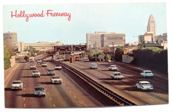 Vtg 1950-1960's HOLLYWOOD FREEWAY 101 (Civic Center) CALIFORNIA POSTCARD
